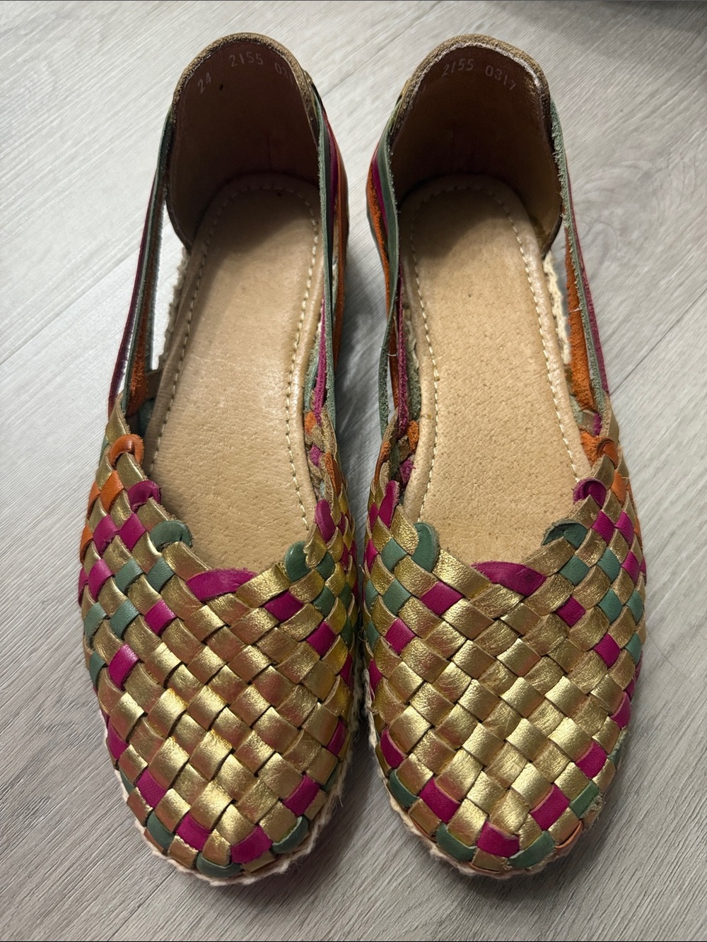 Woven Metallic Gold & Pink Women’s Slip-On Flats